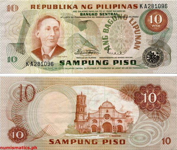 10 Piso Marcos - Licaros 2nd Issue Ang Bagong Lipunan Series Banknote