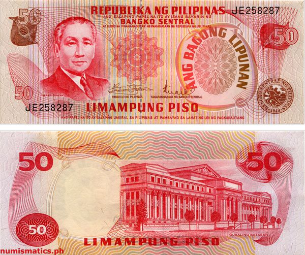 50 Piso Marcos - Licaros 2nd Issue Ang Bagong Lipunan Series Banknote