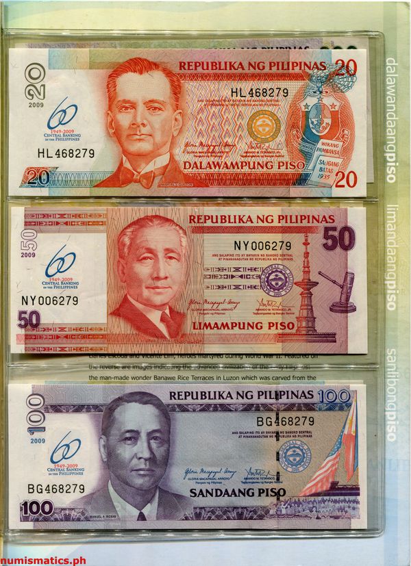 2009 60 Central Banking in the Philippines Banknote Set 1