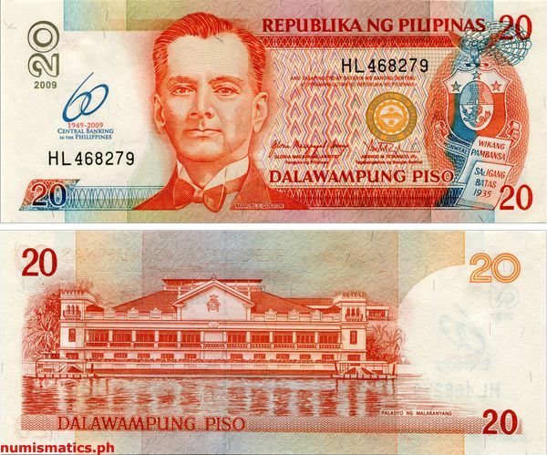 2009 20 Piso 60 Central Banking In The Philippines Banknote