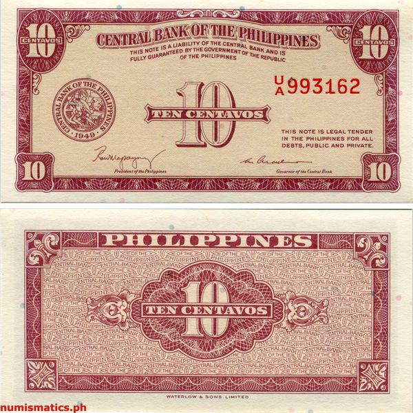 10 Centavos Magsaysay - Cuaderno English Series Banknote