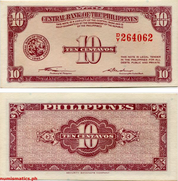 10 Centavos Quirino - Cuaderno English Series Banknote