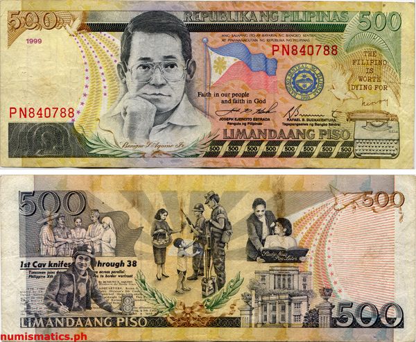 1999 500 Piso Estrada - Buenaventura New Design Series Banknote