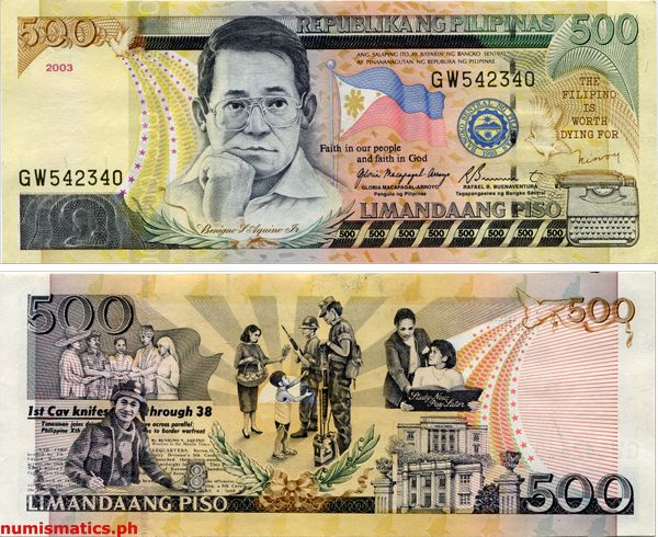 2003 500 Piso Arroyo - Buenaventura New Design Series Banknote