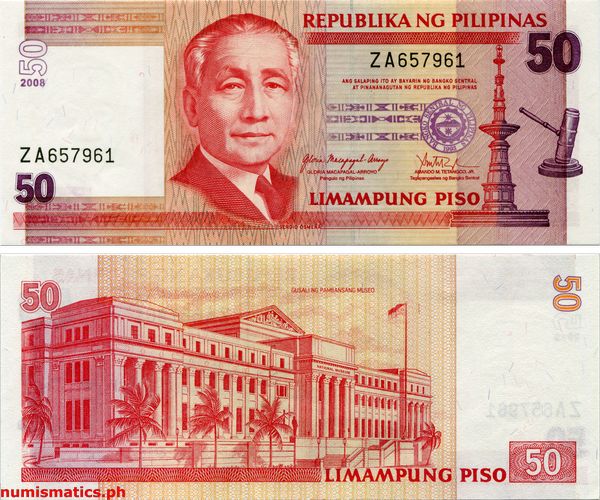 2008 50 Piso Arroyo - Tetangco Jr. New Design Series Banknote