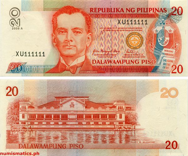 2008 A 20 Piso Arroyo - Tetangco Jr. New Design Series Banknote