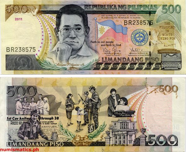2011 500 Piso Aquino III - Tetangco Jr. New Design Series Banknote