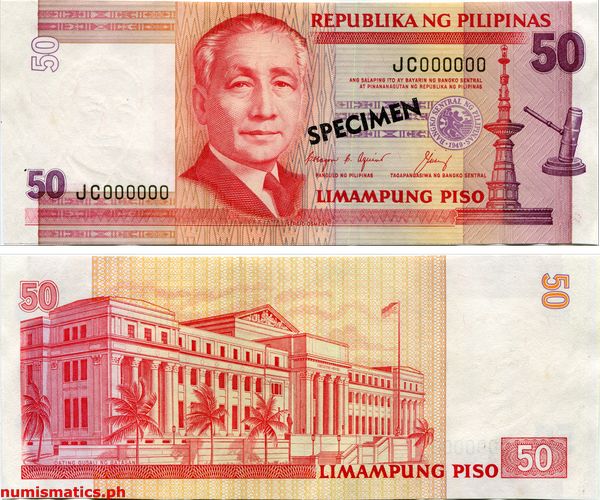 50 Piso Aquino - Cuisia Jr. Specimen New Design Series Banknote