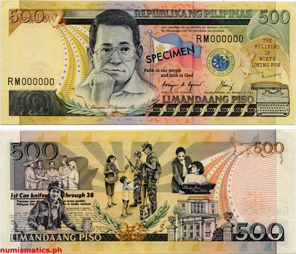 500 Piso Aquino - Cuisia Jr. Specimen New Design Series Banknote