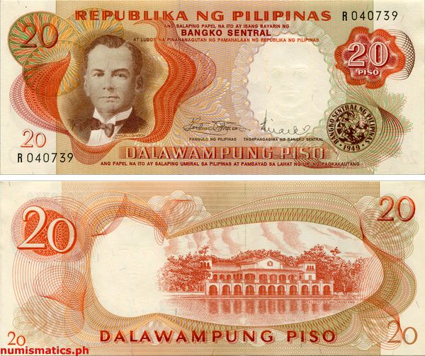 20 Piso Marcos - Licaros 1st Issue Pilipino Series Banknote