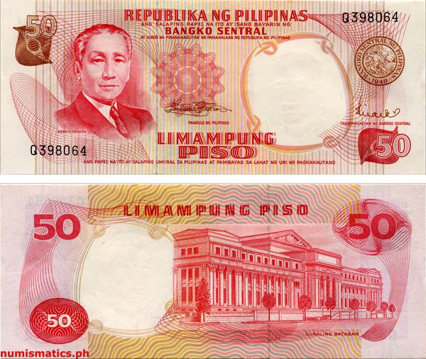 50 Piso Marcos - Licaros 1st Issue Pilipino Series Banknote