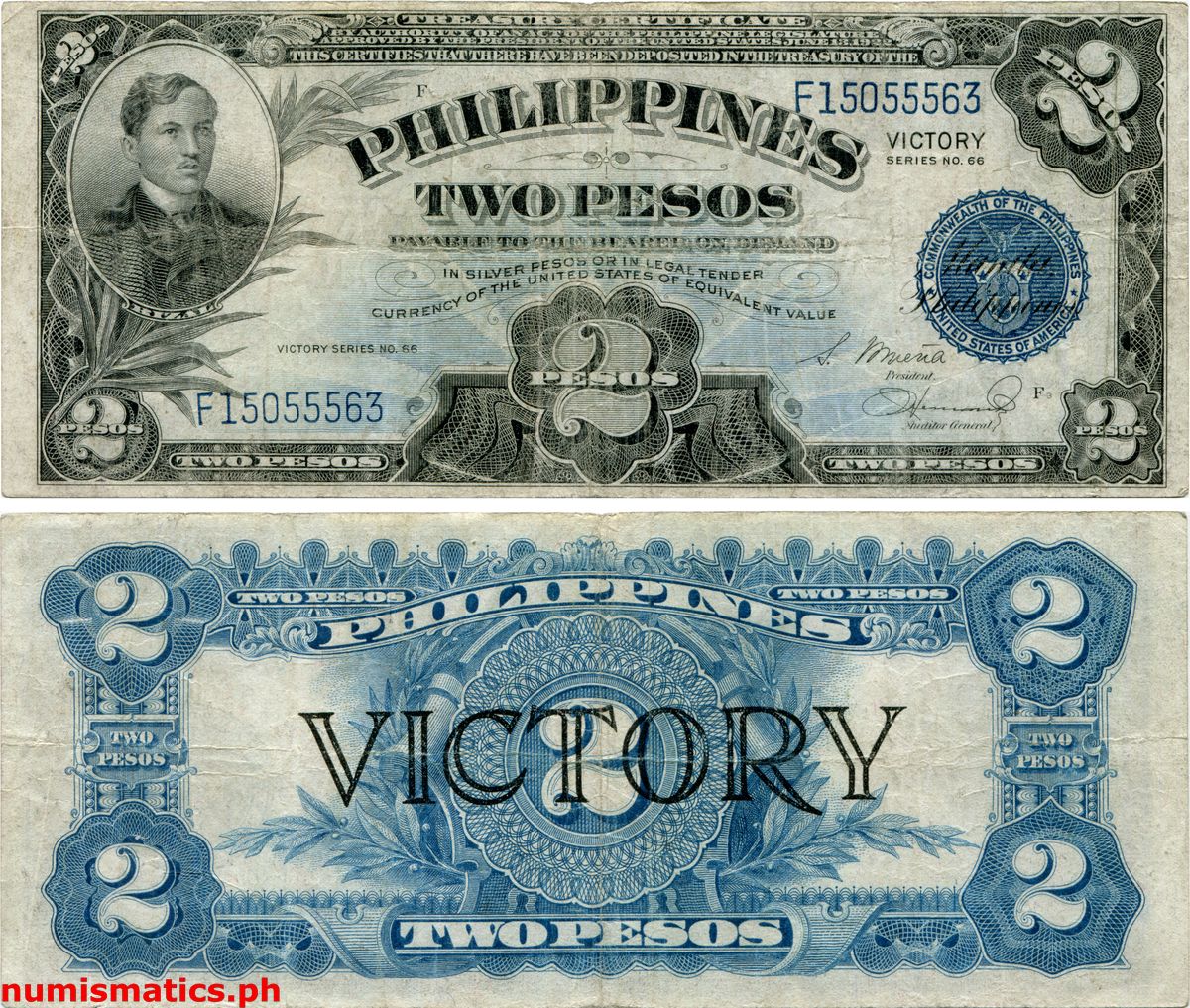 2 Pesos Osmeña - Hernandez Victory Series No. 66 Treasury Certificate