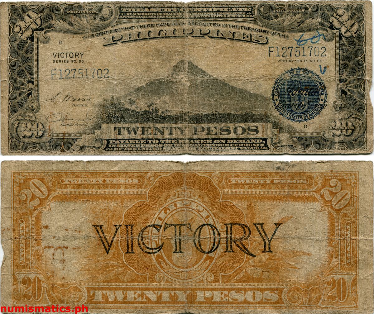 20 Pesos Osmeña - Hernandez Victory Series No. 66 Treasury Certificate