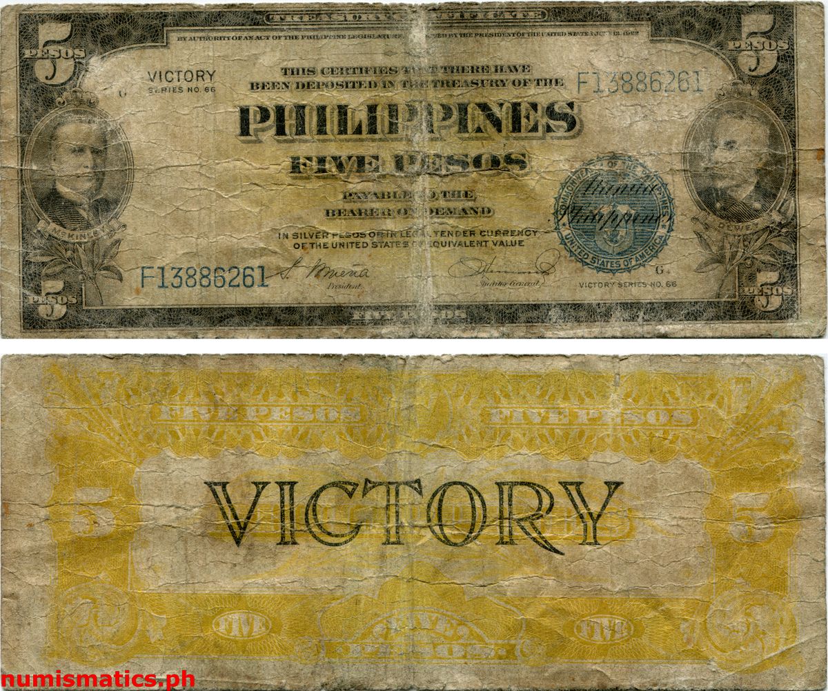 5 Pesos Osmeña - Hernandez Victory Series No. 66 Treasury Certificate