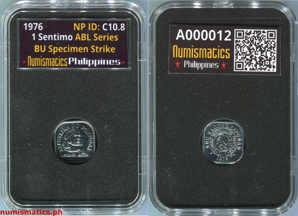 1976 FM 1 Sentimo Brilliant Uncirculated Ang Bagong Lipunan Coin A000012 Slab