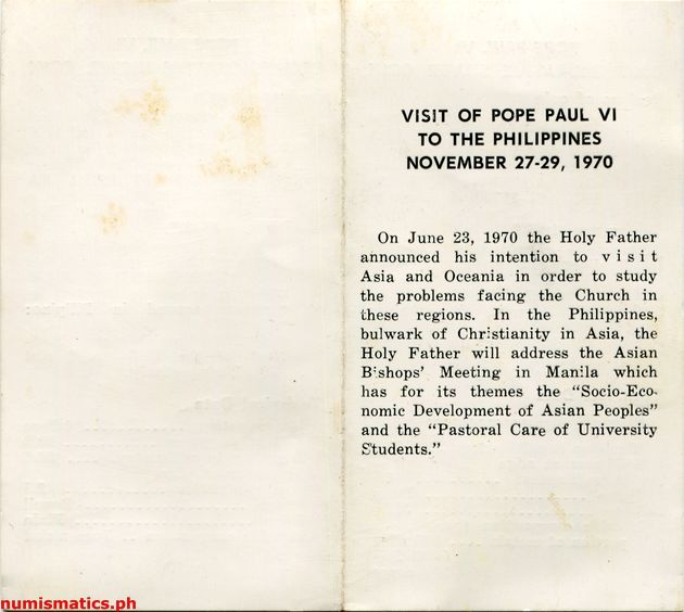 1970 Pope Paul VI Visit to the Philippines Coin Set Literature 1