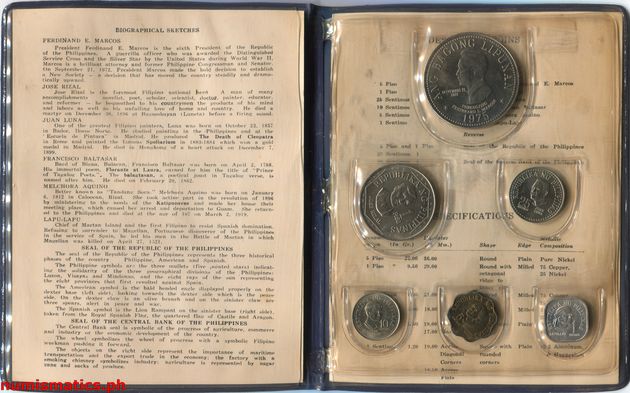 1975 (6) Circulation Folder Open Obverse 1 Coin Set