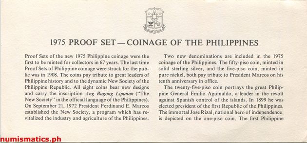 1975 (8) Proof Coin Literature 1