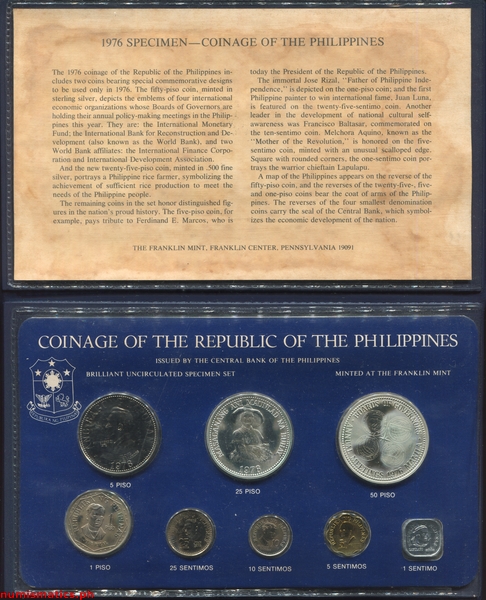 1976 (8) Brilliant Uncirculated Coin Set Folder Inside