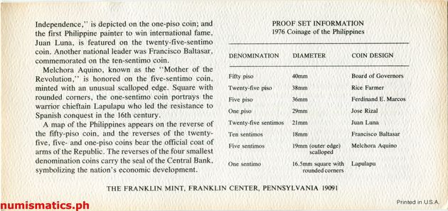 1976 (8) Proof Coin Set Literature 2