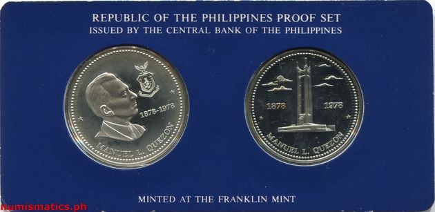 1978 (2) Manuel L. Quezon Proof Coin Set Obverse