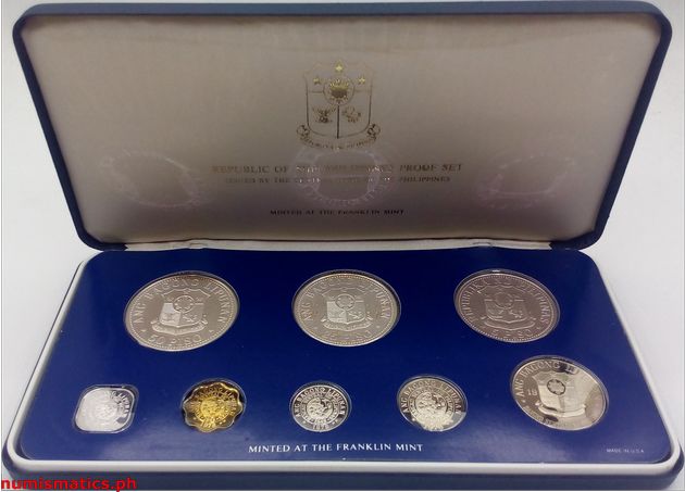 1978 (8) Manuel L. Quezon Proof Coin Set Box Open