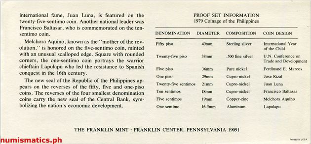 1979 (8) Proof Coin Set Literature 2