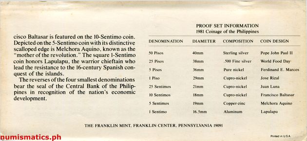 1981 (8) Proof Coin Set Literature 2