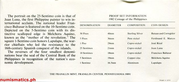 1982 (7) Proof Coin Set Literature 2