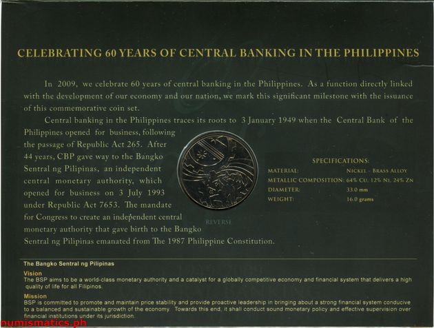 2009 60 Central Banking in the Philippines 2 Coin Set