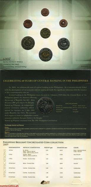 2009 60 Central Banking in the Philippines 8 Coin Set