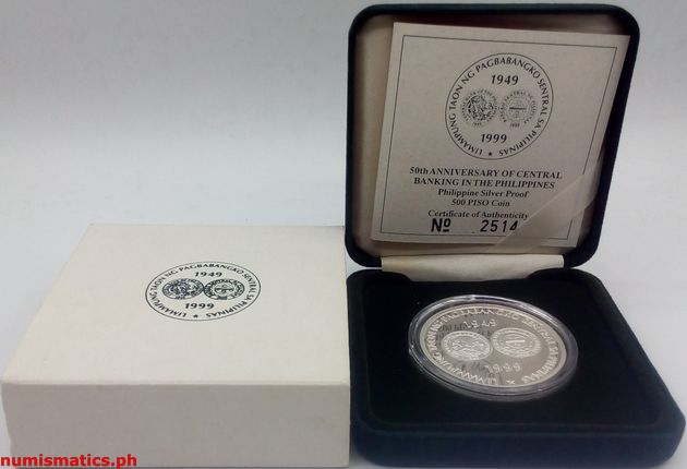 1999 500 Piso Limampung Taon ng Pagbabangko Sentral Commemorative Coin Box 1