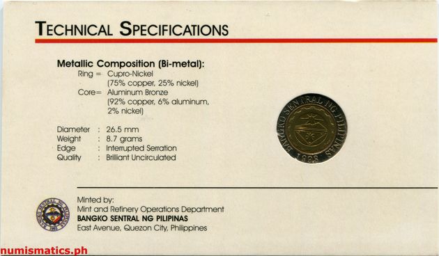 2000 10 Piso Philippine Millennium Coin Blister Pack Back