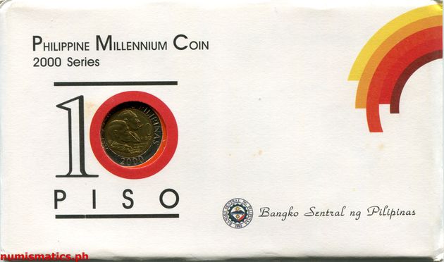 2000 10 Piso Philippine Millennium Coin Envelop Front