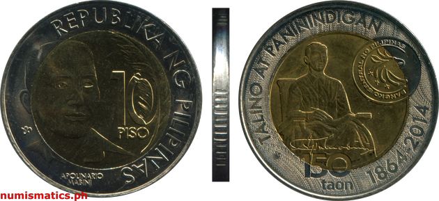 2014 10 Piso 150 Taon Apolinario Mabini Commemorative Coin