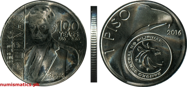 2016 1 Piso Horacio dela Costa 100 Years BSP Butuan Recirculation Program Coin Commemorative Coin