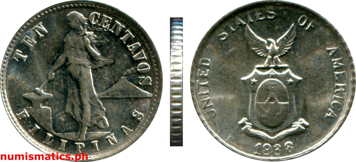 1938 M Ten Centavos Commonwealth Issues Coin