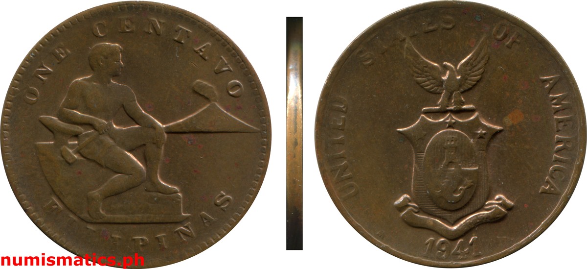 1941 M One Centavo Commonwealth Issues Coin