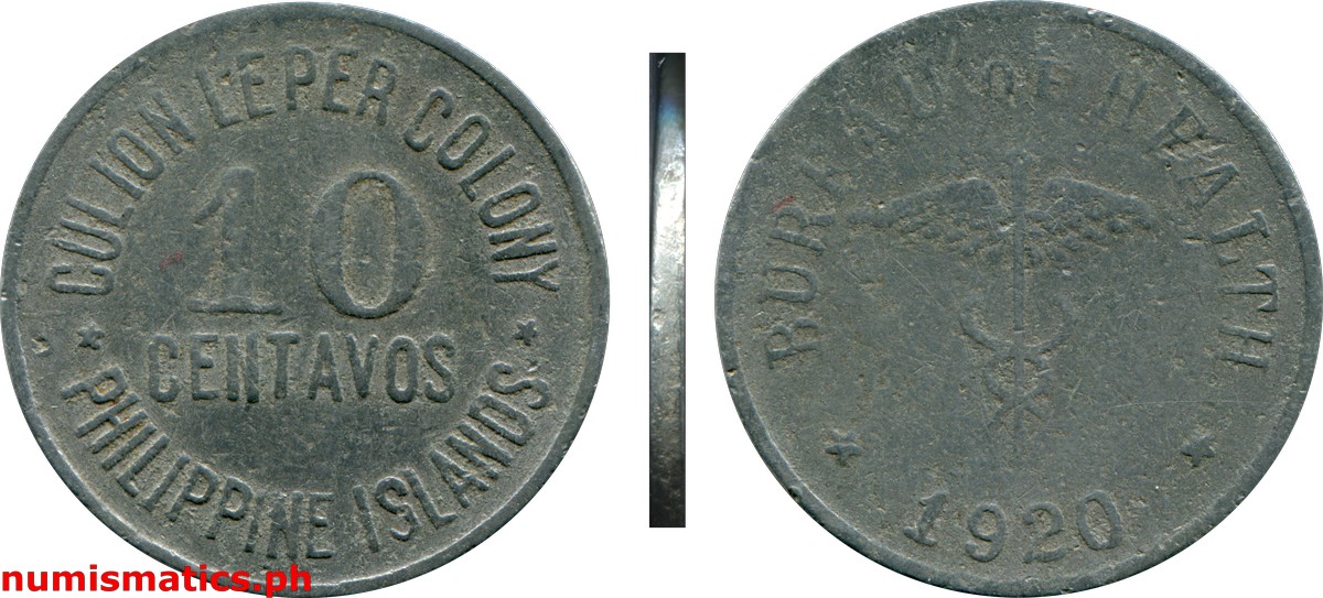 1920 10 Centavos Culion Leper Colony Coin