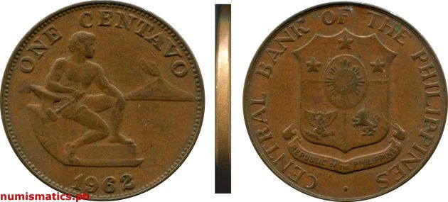 1960 One Centavo English Series Coin