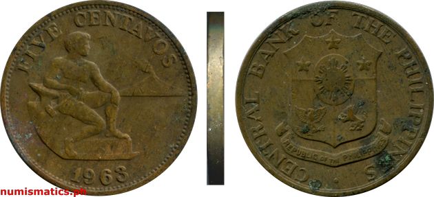 1963 Five Centavos English Series Coin