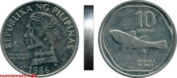 1986 10 Sentimo Error Flora and Fauna Series Coin