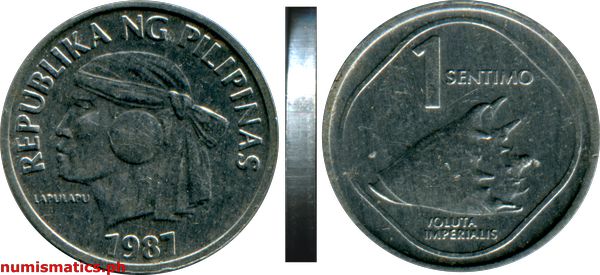 1987 1 Sentimo Flora and Faura Series Coin