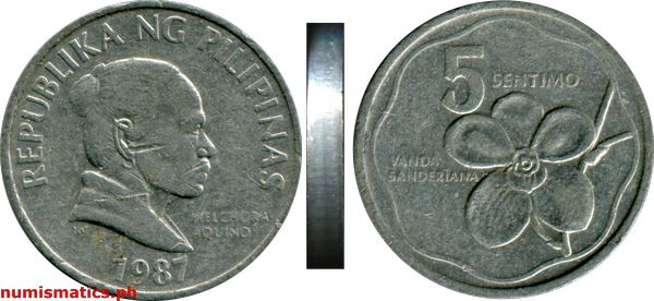 1987 5 Sentimo Flora and Fauna Series Coin