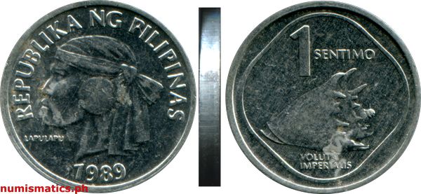 1989 1 Sentimo Flora and Faura Series Coin