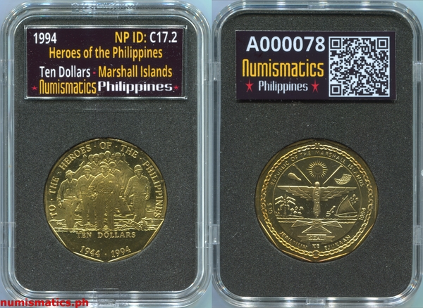 1994 Heroes of the Philippines - Marshall Islands Coin A000078 Capsule