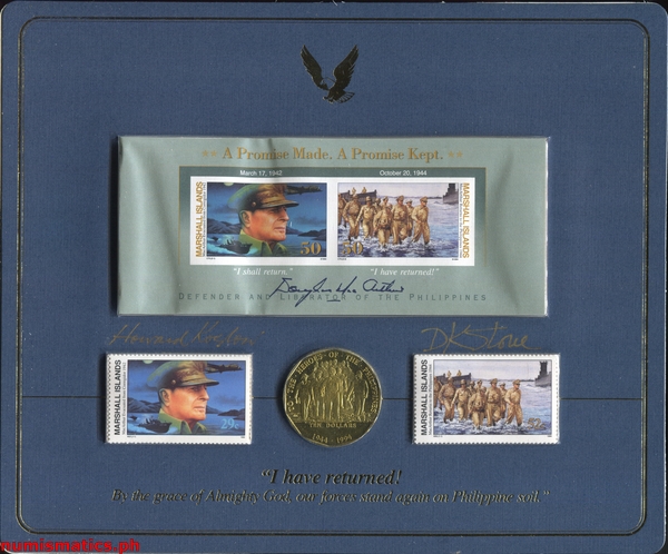 1994 Ten Dollars Heroes of the Philippines - Marshall Islands Coin Blister Pack Obverse 1