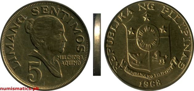 1968 5 Sentimos Pilipino Series Coin