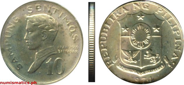 1974 10 Sentimos Proof Pilipino Series Coin