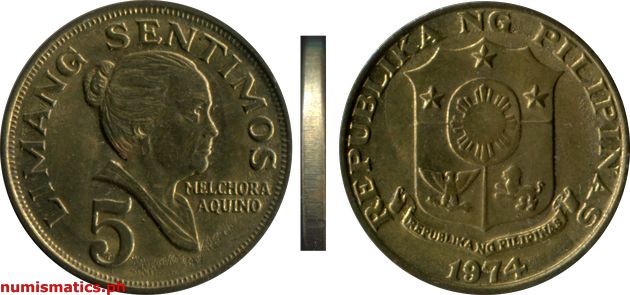 1974 5 Sentimos Pilipino Series Coin